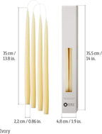 Kunstindustrien® Ivory Taper Candles – Set of 4, 13.8" – Made in Denmark, Long Burning Candles 15h, Unscented & Smokeless Candlesticks – Elegant Tall Candles for Weddings, Dinners & Home Decor (Ivory)