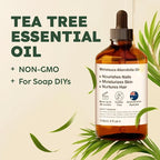 KUKKA Tea Tree Essential Oils - 4 Fl Oz - for Hair, Skin, Diffuser, Aromatherapy & DIY Soap Making Scent