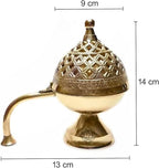 DSH CRAFTING YOUR CURIOSITY Dsh Home Purifying Brass Dhuna Loban Burner Dhooni Dhoop Dani Dhuni Brass Table Dhoop Dani Incense Burner for Loban. (Medium)