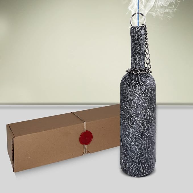 Sermo Glass Smoking Bottle Incense Holder Burner (Dragon - Silver) 3D Embossed Pattern