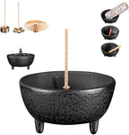 Cast Iron Incense Burner - 4 in 1Incense Holder Burner Set, Three-Legged Incense Ash Catcher with Lid for Rituals, Decoration, Etc