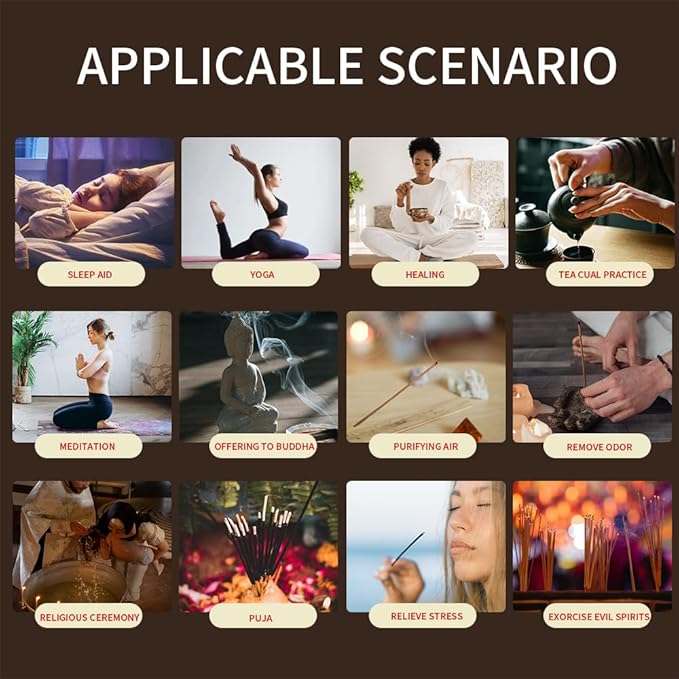 Tibetan Incense Stiks - Himalayas Natural Organic Incense - Including 180 Sticks and 1 Brass Incense Holder Long Time Lasting for Meditation, Yoga, Reiki, Aromatherapy Energy Cleansing