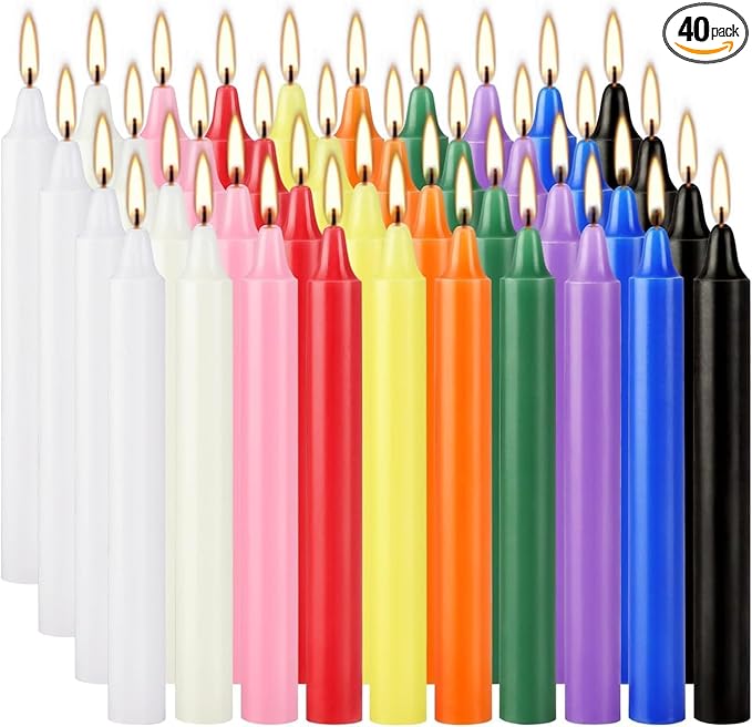 40 Pack Assorted Color Spell Chime Candles, 4 Inch Mini Taper Candles for for Home Decor Kitchen Decor Wedding Decoration-10 Colours