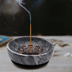 Natural Marble Incense Burner, Stick and Reflux Incense Holder, Handmade Stick Incense Burner, Ideal for Incense Smoking, Incense Burning and Decoration (Extra Large 5.91inBlack)