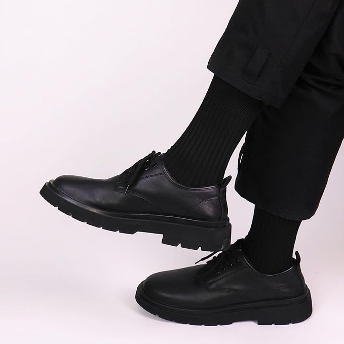 SERISIMPLE Men's Dress Socks - Bamboo Viscose Thin Ribbed Knit, Silky & Soft, Lightweight Business Crew Socks 5 Pairs