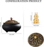 Coil Incense Burner， Ceramic Cone Incense Burner Holder Suitable for Incense/Cone/Coil/Stick, Sage, Mosquito Incense, and Charcoal. Incense Holder+Fireproof Cotton Inside.