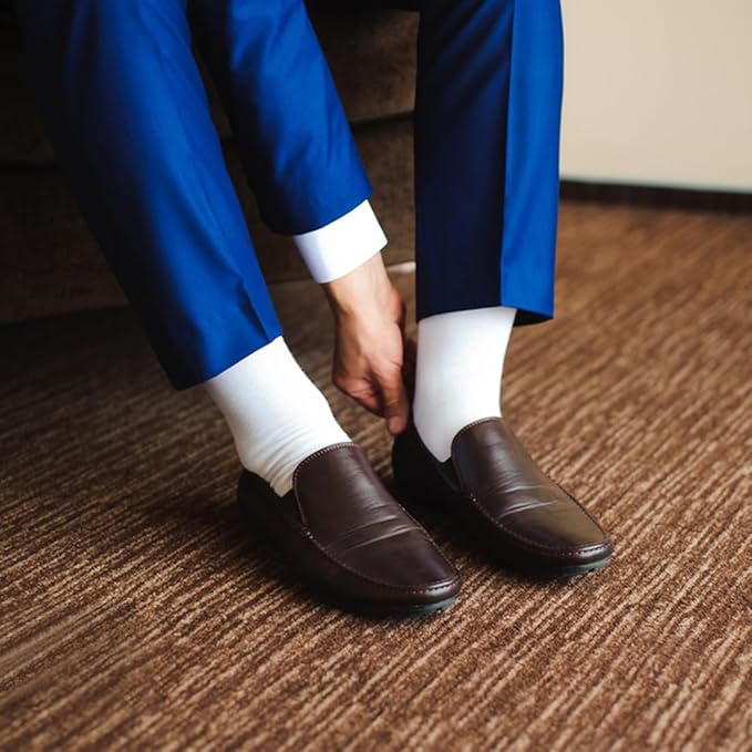 Men's Dress Socks 5 Pairs Mens Cotton Calf Business Formal Socks Soft Breathable Athletic Long Crew Casual Socks