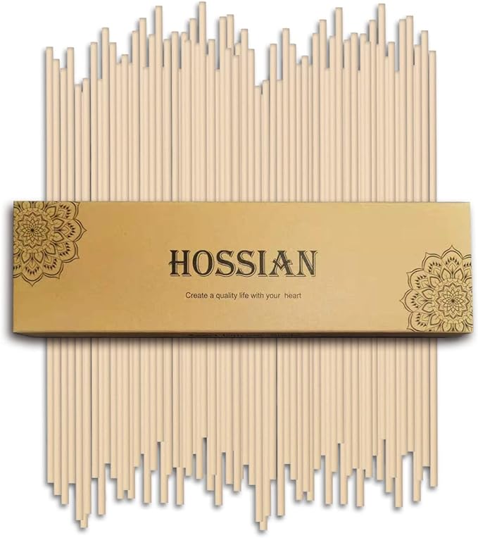 HOSSIAN 50pcs Reed Diffuser Sticks - Wood Rattan-Reed Sticks -Essential Oil Aroma Diffuser Sticks- Spa-Aromatherapy(Primary Color7.5/19cm)