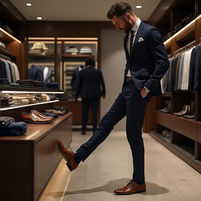 7BigStars Mens Dress Socks – 6 Pairs Crew, Soft Stay Up, Cotton Comfort for Business, Office, Big and Tall, Breathable