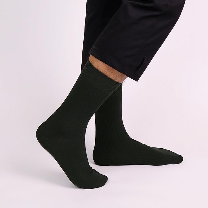 SERISIMPLE Men's Dress Socks - Bamboo Viscose Thin Ribbed Knit, Silky & Soft, Lightweight Business Crew Socks 5 Pairs