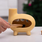 Elegant Handcrafted Ceramic Palo Santo Burner-Yellow Terracotta Footed Incense Holder for Meditation,Compatible with Wood Sticks,Sage,Ash&Cones-Mini Aromatic Home Altar with Chimney Design