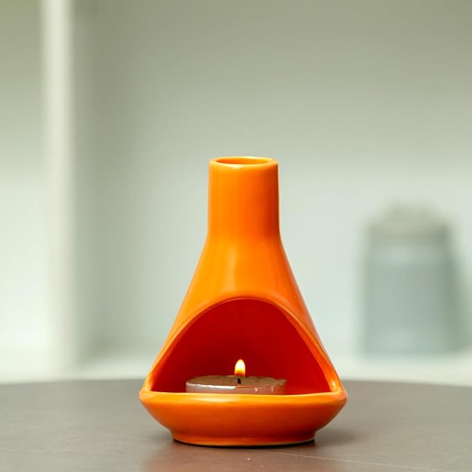 Handmade Ceramic Chiminea Palo Santo Holder - Modern Medieval Incense Burner and Candlet Holder - Zen Home Decor