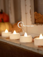 Flameless Candles, 24Pack Timer Fake Candle, LED Tea Light Candles, Battery Operated Votives with 6 Hours Timer Auto for Halloween Christmas Wedding Decor-1.5'' D X 1.25'' H, Warm White