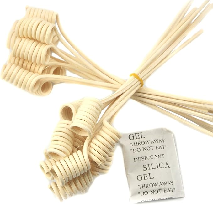 Wavy Spiry Natural Rattan Reed Fragrance Diffuser Replacement Refill Sticks 20 Pieces (7" Spiral, Natural Color)