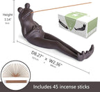 ChangWanna Frog Incense Stick Holder - Ceramic Insence Burner Ash Catcher, Insense Stand with 45 Sandalwood Sticks, Ornament for Aromatherapy/Yoga/Meditation/Home Living Room Office Decor