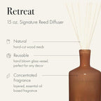 LAFCO New York Signature Reed Diffuser, Retreat - 15 oz - Up to 9 Months Fragrance Life - Reusable, Hand Blown Glass Vessel - Natural Wood Reeds - Made in The USA