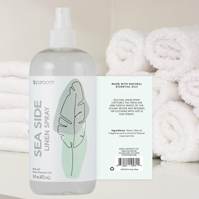 SpaRoom Aromatherapy Linen and Fragrant Room Spray Made with Essential Oils, 16 Ounces, Sea Side ~ Salty, Breezy, Coastal