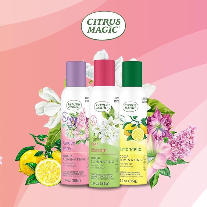 Citrus Magic Limited Edition Odor Eliminating Air Freshener Spray, Assorted Spring Fragrances, 3-Ounce, Pack of 3