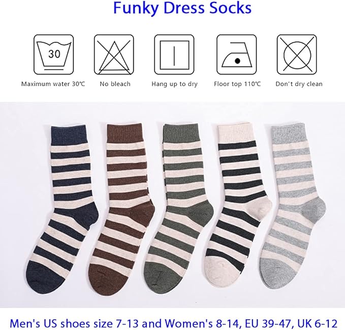 DRASEX Men's Dress Socks Funky Colorful Pattern Cotton Novelty Casual Crew Socks