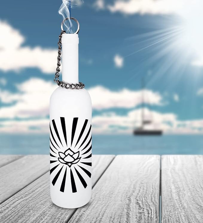 Sermo Glass Bottle Incense Holder Burner (Lotus (Rising) - White)