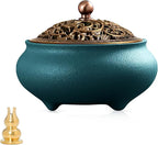 Coil Incense Burner， Ceramic Cone Incense Burner Holder Suitable for Incense/Cone/Coil/Stick, Sage, Mosquito Incense, and Charcoal. Incense Holder+Fireproof Cotton Inside.