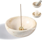 Koville Natural Marble Incense Holder, Incense Holder for Sticks with 9 Holes, Handmade Incense Burner Ash Catcher for Meditation Yoga SPA, Balsam Fir/Palo Santo/Sage/Cone (Z)