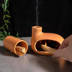 Palo Santo Holder Set with 3 Matchstick Holders - Modern Handcrafted Ceramic Incense Burner with Chiminea, Perfect for Meditation - Smudge Bowl for Palo Santo Sticks, Sage, and Cones.