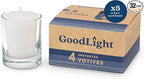 GoodLight Paraffin-Free Votive Candles, Vegan Palm Wax, Clean-Burning and All-Natural Votive White Candles | 15-Hour Burn Time (32 Unscented Votive Candles)