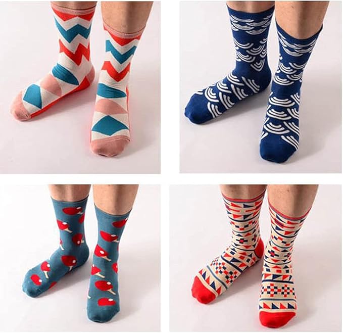 DRASEX Men's Dress Socks Funky Colorful Pattern Cotton Novelty Casual Crew Socks