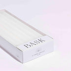 Bask 10-inch Taper Candles - Unscented and Dripless - Burns for 8 Hours - Home Decor for Dinner Table, Kitchen, and Bedroom - Perfect for a Romantic Date or Anniversary - 12-Pack - Ivory