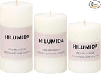 White Pillar Candles Set of 3 - Hand-Poured Unscented Candles,Smokeless Dripless Candles for Dinner Table and Home, Set of 3 in Different Sizes (3"x4", 3"x5", 3"x6")