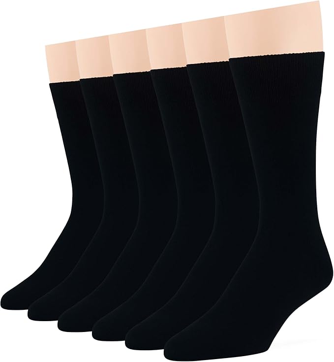 7BigStars Mens Dress Socks – 6 Pairs Crew, Soft Stay Up, Cotton Comfort for Business, Office, Big and Tall, Breathable
