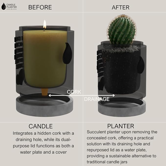 Candle Planter Triple Purpose Romantic, Aromatherapy Candles - Natural Soy Wax, Long-Lasting 50-Hour Burn, Apple Scents - Gifts for Him, Her,Cool, Couple, Husband and Wife Birthday Gift Ideas