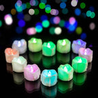 Color Changing Tealight Candles (White Base), 6H Timer (No Remote), Battery Operated Flameless LED Tea Lights, Pack of 12