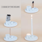 ZenBless 4 in 1 Incense Burner Holder, Palo Santo Holder, Sage Holder for Burning, Incense Holder for Sticks, Candle Holder, Ceramic Ash Catcher Tray for Meditation Yoga Room Home Decor (White)