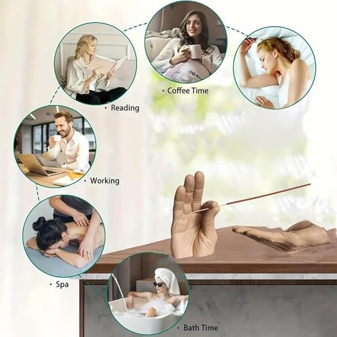 Hand Statues Incense Holder - Incense Burner Ash Catcher, Handcrafted Incense Stick Holder with Ash Catcher, Artisan Incense Burner for Meditation & Yoga (Yellow)