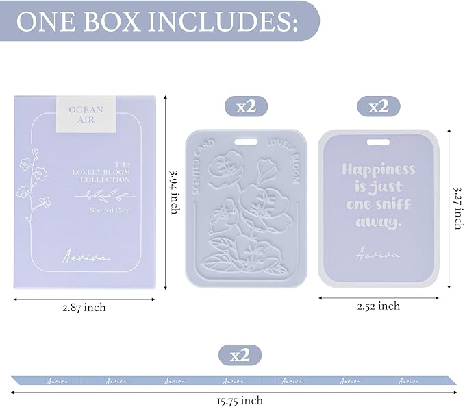 Car Air Freshener, 2 Pack Ocean Air Scented Sachets for Closet and Drawer, Long-Lasting Home Fragrance Sachets, Car Mirror Hanging Air Freshener & Accessories