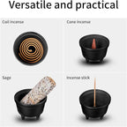 Cast Iron Incense Burner - 4 in 1 Incense Holder Burner Set, Three-Legged Incense Ash Catcher with Lid for Rituals, Decoration, Etc（Large）