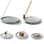7.1-Inch Marble Incense Holder, Long Incense Holder for Sticks, Large Incense Sticks Holder for Meditation Yoga SPA, Incense Burne for Palo Santo/Sage/Cone/(Grey and White)