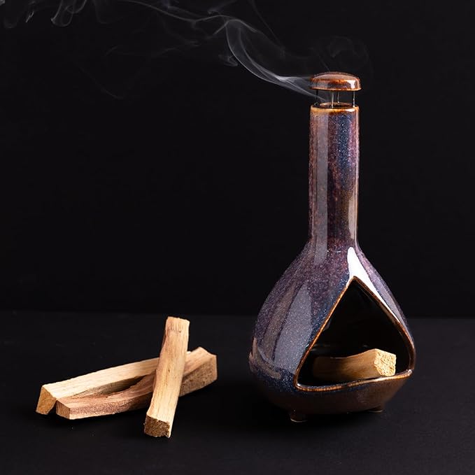 Premium Ceramic Palo Santo Holder - HighTemperature 1200°C Mini Chiminea for Sage, Incense & Palo Santo Sticks-Elegant Design for Energy Cleansing, Yoga, Meditation & Aromatherapy Idea