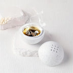 9 Holes Handmade Round Incense Resin Burner Holde, Minimalist Sphere Incense Frankincense Burner, Ravertine Incense Cone Holder for Yoga Meditation Spa Reading (White)