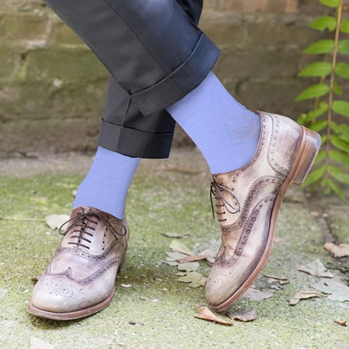 Feraricci Solid Color Casual Dress Socks for Men - Colorful & Comfortable Crew Socks
