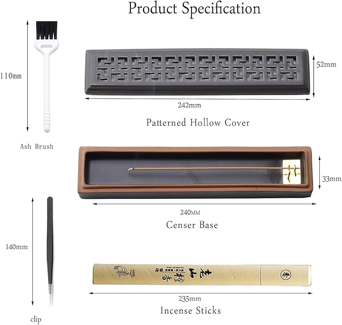Incense Holder for Sticks，Ceramic Insence-Stick Holder Ash Catcher，Incense Holder Timkburner for Meditation Yoga Spa Room Decor
