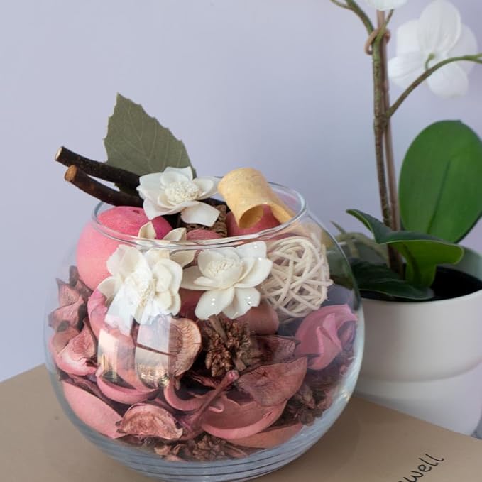 Qingbei Rina Potpourri Bags, Eucalyptus Scented Potpourri Bowl Filler Dried Flower,Pink Decorative Vase Filler, Home Fragrance Petal,Bathroom Vase Decor, 10oz