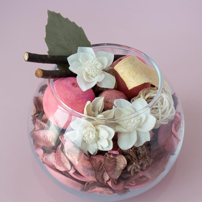 Qingbei Rina Potpourri Bags, Eucalyptus Scented Potpourri Bowl Filler Dried Flower,Pink Decorative Vase Filler, Home Fragrance Petal,Bathroom Vase Decor, 10oz