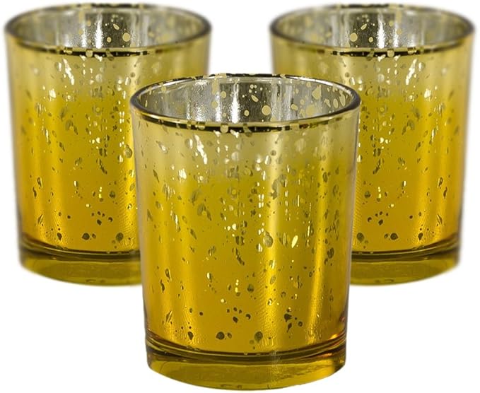 Mister Candle - Citronella Scented Gold Mercury Filled Glass Votive Candles Jar, Perfect Home Decoration, Wedding Favors Hand Poured in USA (Set of 12) (Citronella)