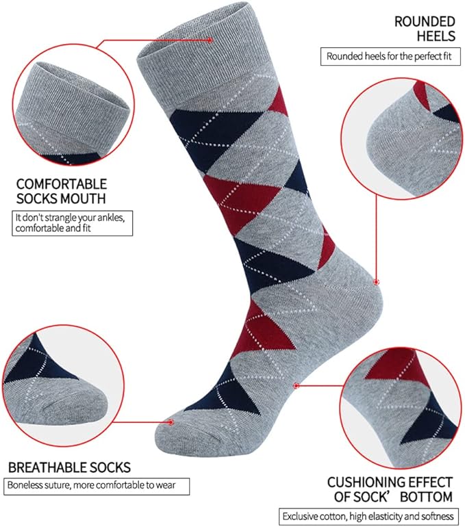DRASEX Men's Dress Socks Funky Colorful Pattern Cotton Novelty Casual Crew Socks