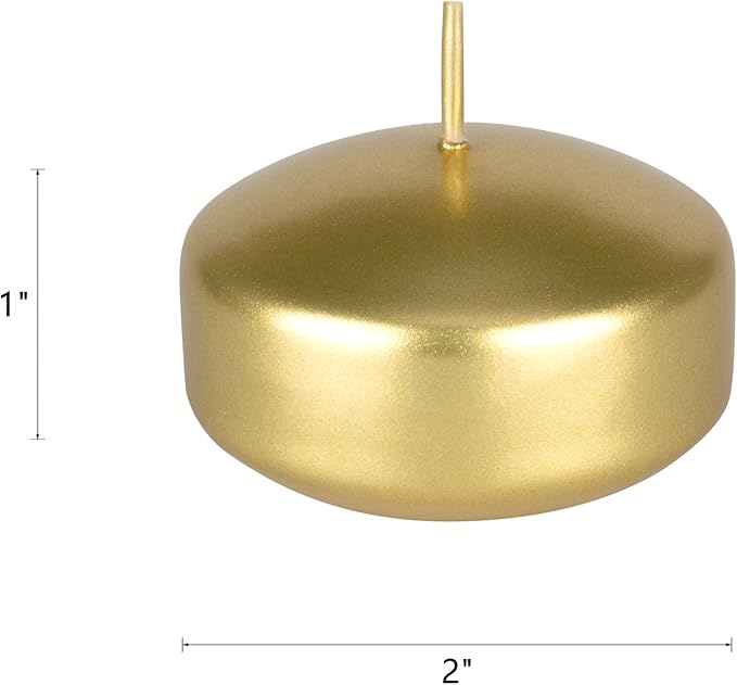Mega Candles 12 pcs Unscented Gold Floating Candles, Hand Poured Wax Candle 2 Inch Diameter, Home Décor, Wedding Receptions, Centerpieces, Occasions, Events, Festivities, Meditations, Spas