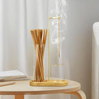 2 in 1 Incense Holder for Sticks, Anti-Ash Flying Incense Burne with Glass Ash Catcher and Incense Sticks Organizer for Meditation Yoga Spa Home Decor (Light Base)