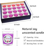 20 Packs Unscented Christmas Advent Votive Candles in Glass, Small Natural Soy Wax Colored Candles with 20pcs Stickers of Hope, Peace, Joy and Love - 5 Pink and 15 Purple